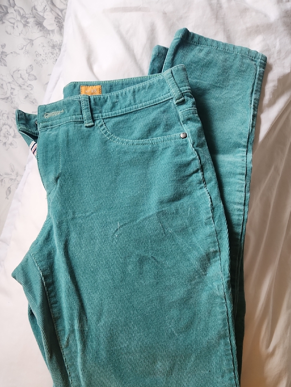Anthropologie Teal Straight-Leg Corduroy Jeans